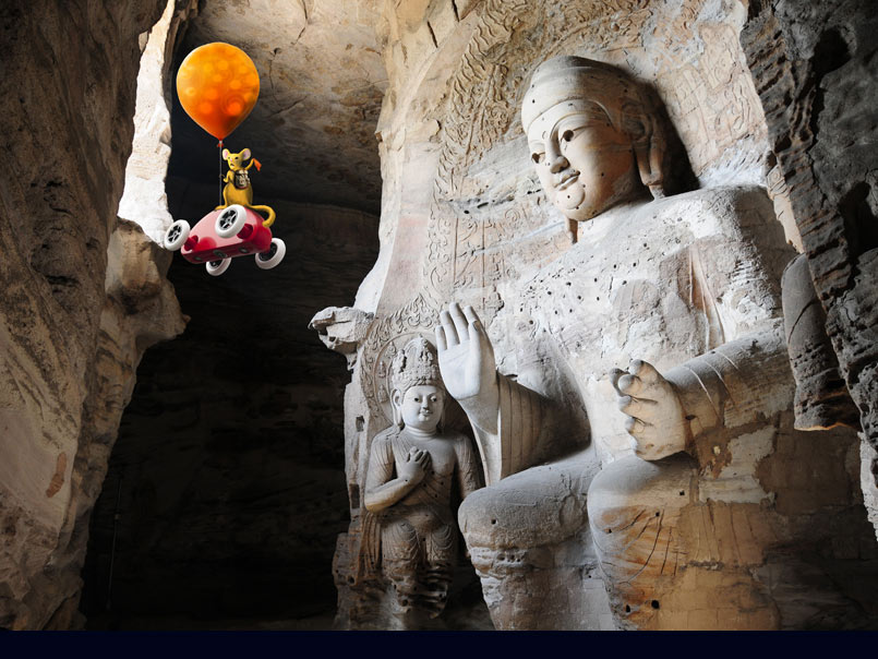 Tommy leaving the Cave of Buddha in blissful peace of mind