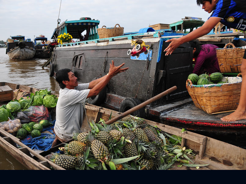Tommy is boarding a ship in a most unorthodox way